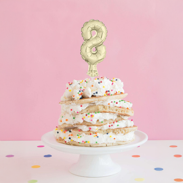 Gold Foil Number 8 Balloon Cake Topper 5"