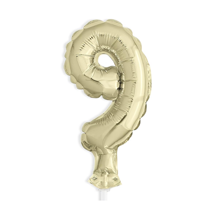 Gold Foil Number 9 Balloon Cake Topper 5"