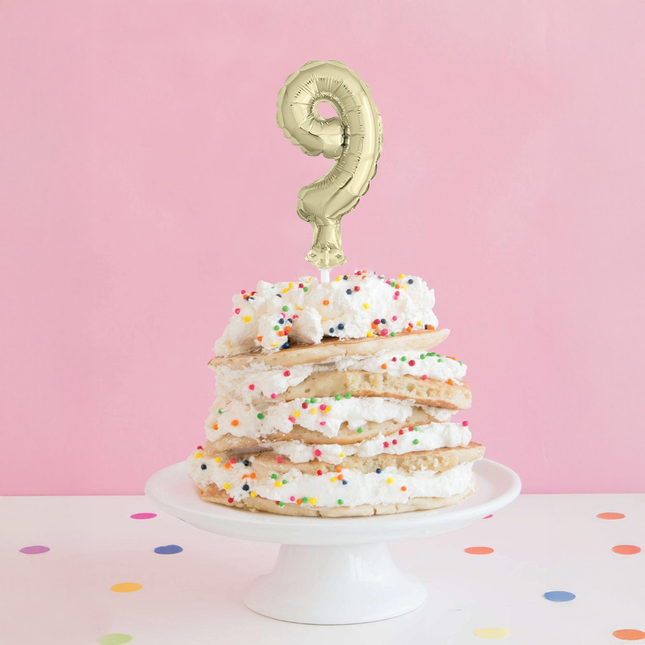 Gold Foil Number 9 Balloon Cake Topper 5"