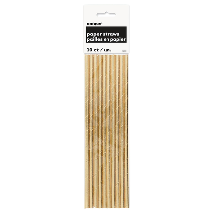 Gold Foil Paper Straws, 10ct