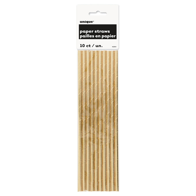Gold Foil Paper Straws, 10ct