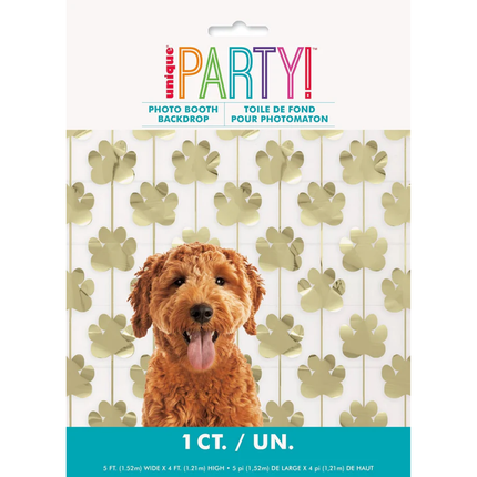 Gold Foil Paw Print Cutout Photo Backdrop 60" x 48"