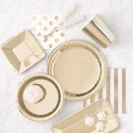 Gold Metallic Round 9" Dinner Plates, 8ct