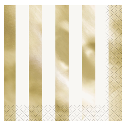 Gold Foil Stripes Luncheon Napkins, 16ct