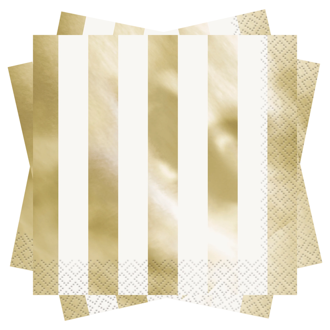 Gold Foil Stripes Luncheon Napkins, 16ct