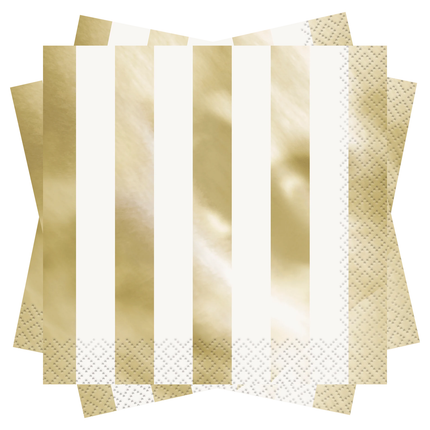 Gold Metallic set component: Gold Metallic Stripes Luncheon Napkins, 16ct