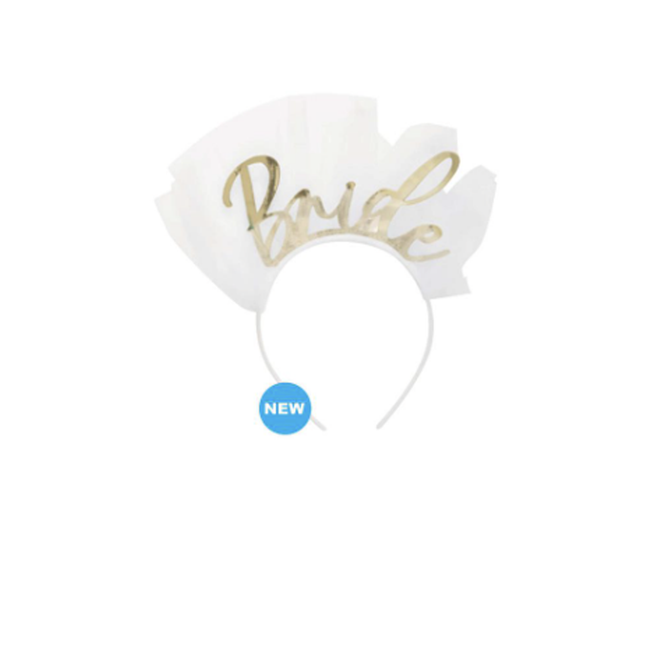 Gold Foil & Tulle "Bride" Party Headband 