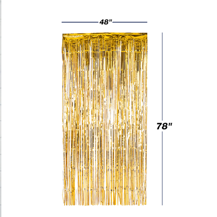 Gold Metallic Foil Fringe Backdrop Curtain 6.5 ft