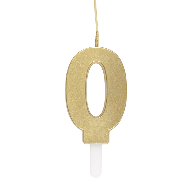 Gold Number 0 Sparkler-Topped Birthday Candle