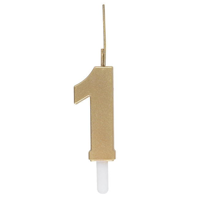 Gold Number 1 Sparkler-Topped Birthday Candle