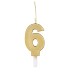 Gold Number 6 Sparkler-Topped Birthday Candle