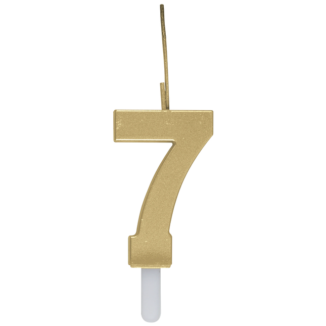 Gold Number 7 Sparkler-Topped Birthday Candle