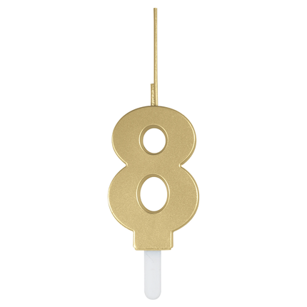 Gold Number 8 Sparkler-Topped Birthday Candle