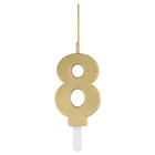 Gold Number 8 Sparkler-Topped Birthday Candle