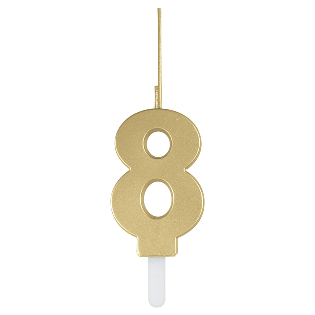 Gold Number 8 Sparkler-Topped Birthday Candle