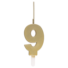 Gold Number 9 Sparkler-Topped Birthday Candle