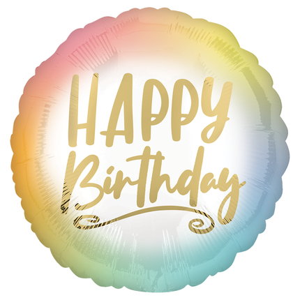 Gold Ombre Happy Birthday Foil Balloon 18"