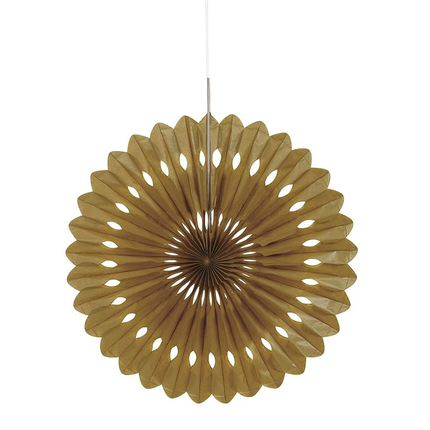 Gold Solid Tissue Paper Fan 16"