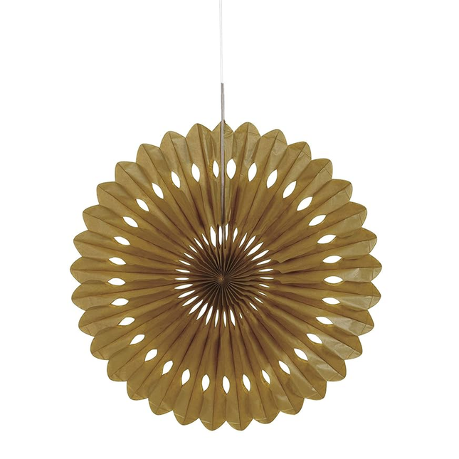 Gold Solid Tissue Paper Fan 16"