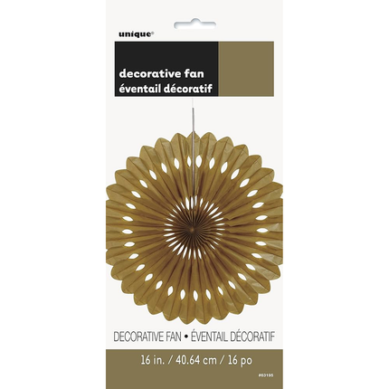 Gold Solid Tissue Paper Fan 16"