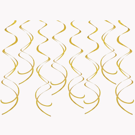Gold Solid Hanging Swirl Decorations, 8ct