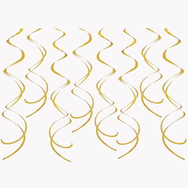 Gold Solid Hanging Swirl Decorations, 8ct