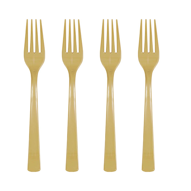 Gold Solid Plastic Forks, 18ct