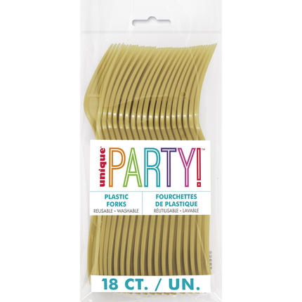 Gold Solid Plastic Forks, 18ct
