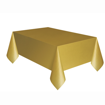 Gold Solid Rectangular Plastic Table Cover, 54" x 108"