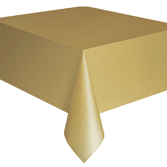 Gold Solid Rectangular Plastic Table Cover, 54" x 108"