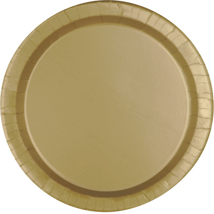 Gold Solid Round 9" Dinner Plates, 16ct