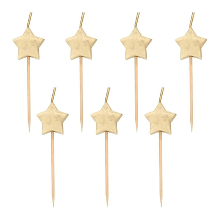 Gold Star Pick Birthday Candles, 6ct