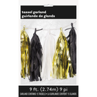 Gold, Black and White Tissue Tassel Garland, 9 ft