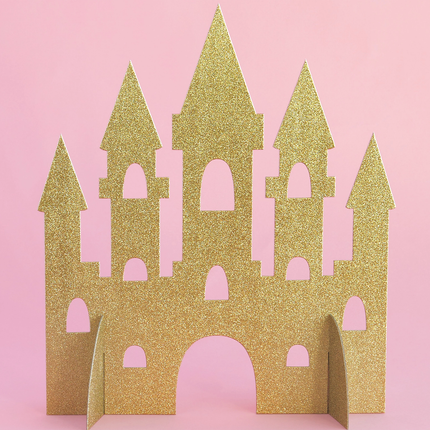 Gold Glitter Princess Castle Centerpiece, 14"