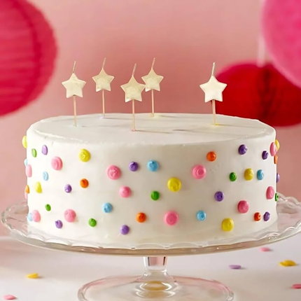 Gold Star Pick Birthday Candles, 6ct