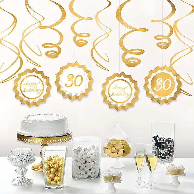 Golden Age 30th Birthday Swirl Decorating Kit, 12 pc