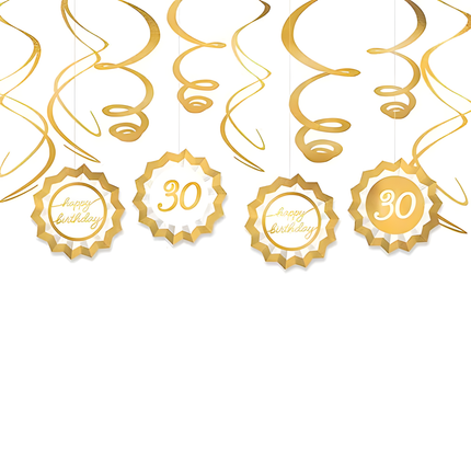 Golden Age 30th Birthday Swirl Decorating Kit, 12 pc