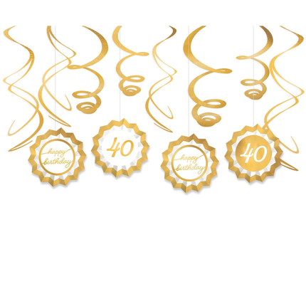 Golden Age 40th Birthday Swirl Decorating Kit, 12 pc