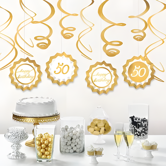 Golden Age 50th Birthday Swirl Decorating Kit, 12 pc