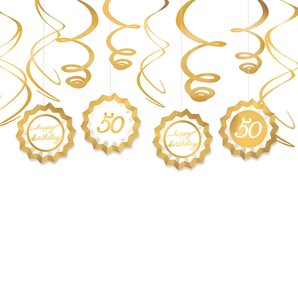 Golden Age 50th Birthday Swirl Decorating Kit, 12 pc