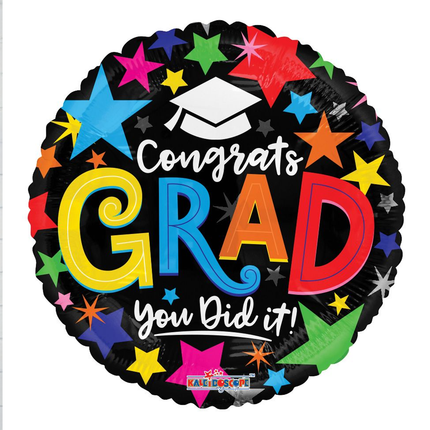 Grad Cap Congrats Round Foil Balloon 18″