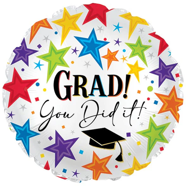 Grad Star Pattern Round Foil Balloon 18"