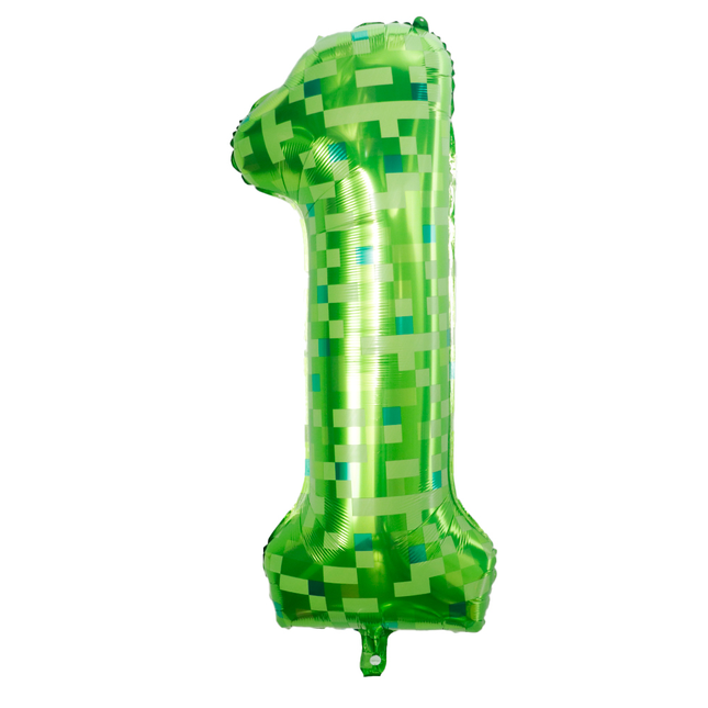 Green Pixel 1 Number Foil Balloon 40"