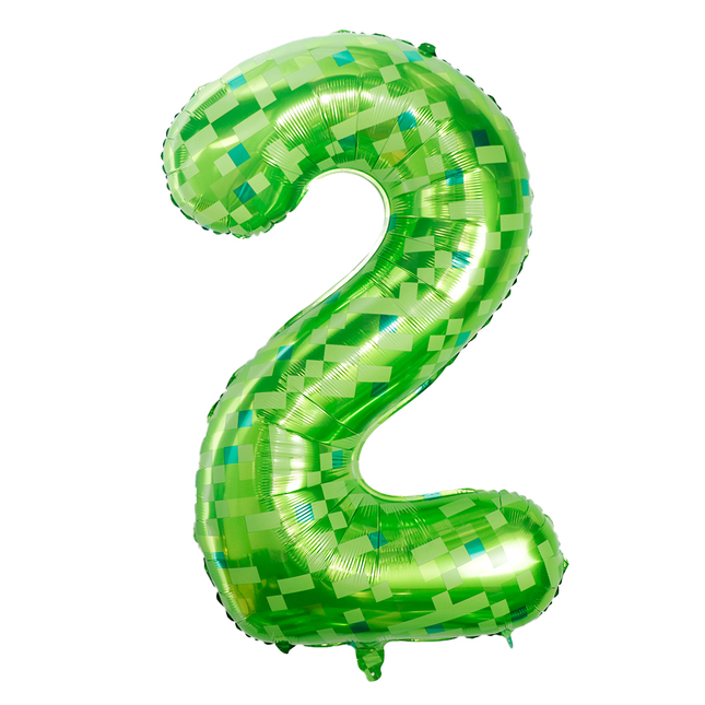 Green Pixel 2 Number Foil Balloon 40"