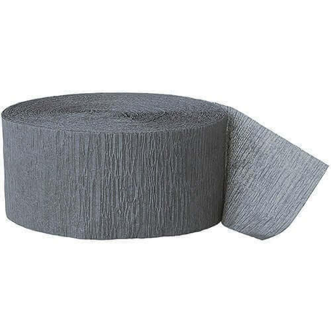 Grey Crepe Paper Streamer, 81 ft