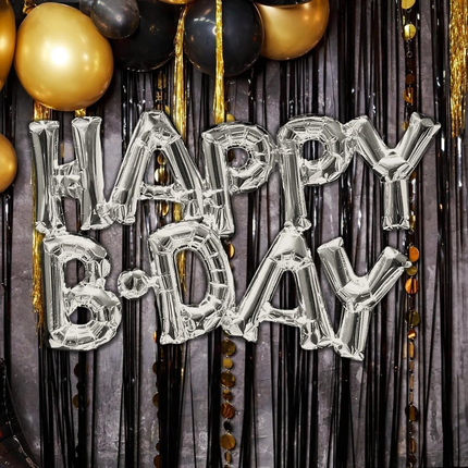 Happy B'day Silver Letter Foil Balloon 30″