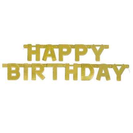 Happy Birthday Gold Deluxe Jointed Banner 4 ft
