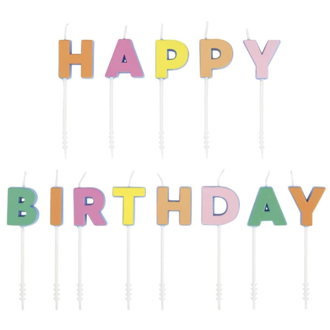 Happy Birthday Letter Pick Candles with Decals