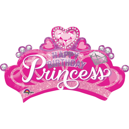 Happy Birthday Princess Crown Foil Balloon 32"