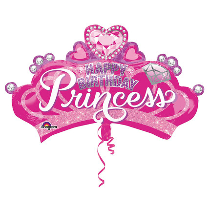 Happy Birthday Princess Crown Foil Balloon 32"